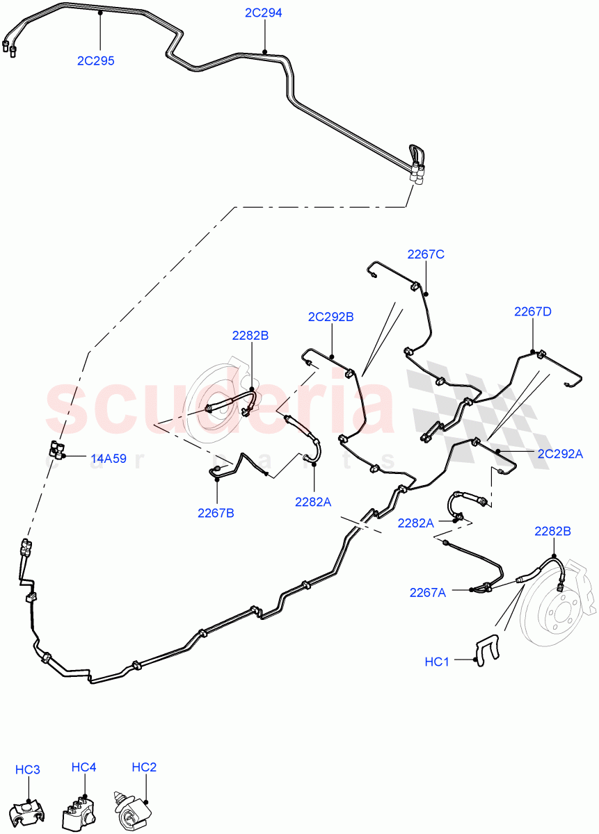 Rear Brake Pipes (RHD) ((V) FROMAA000001) of Land Rover Land Rover Range Rover Sport (2010-2013) [3.0 Diesel 24V DOHC TC]