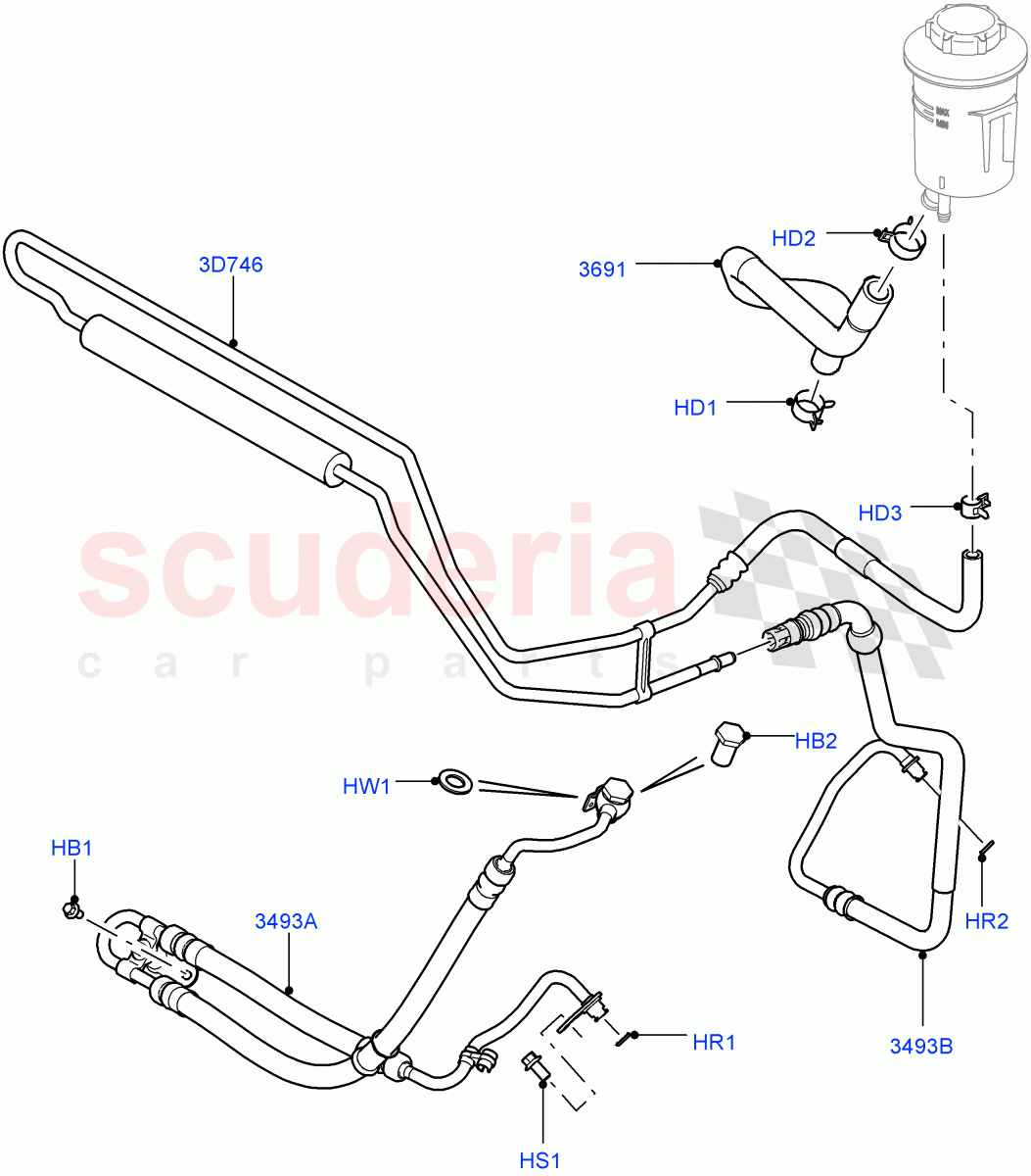 Supply & Return Hoses - Power Strg (5.0L OHC SGDI SC V8 Petrol - AJ133, 5.0L OHC SGDI NA V8 Petrol - AJ133) ((V) FROMAA000001) of Land Rover Land Rover Range Rover Sport (2010-2013) [5.0 OHC SGDI NA V8 Petrol]