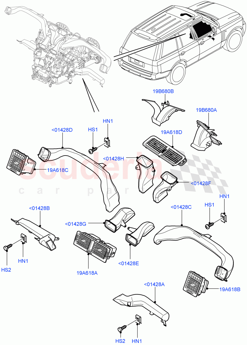 Air Vents, Louvres And Ducts (Instument Panel) ((V) FROMAA000001) of Land Rover Land Rover Range Rover (2010-2012) [5.0 OHC SGDI SC V8 Petrol]