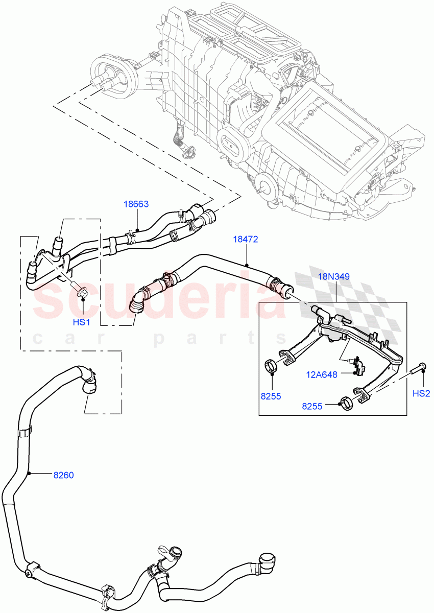 Heater Hoses (3.0L DOHC GDI SC V6 PETROL, Less Heater, With Ptc Heater, 5.0L P AJ133 DOHC CDA S/C Enhanced) of Land Rover Land Rover Range Rover Velar (2017+) [3.0 I6 Turbo Petrol AJ20P6]