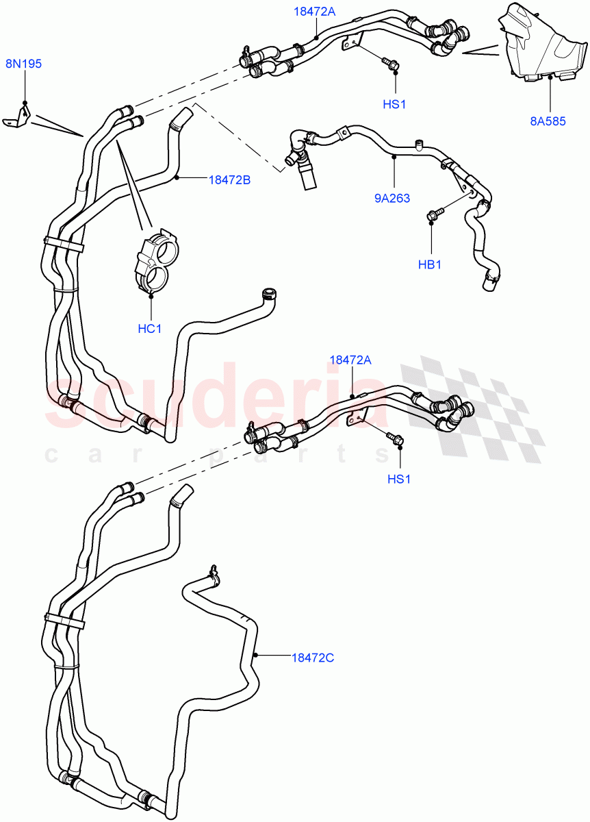Heater Hoses (Lion Diesel 2.7 V6 (140KW)) ((V) TO9A999999) of Land Rover Land Rover Range Rover Sport (2005-2009) [2.7 Diesel V6]