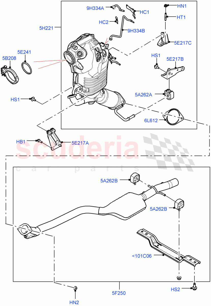 Front Exhaust System (2.0L AJ21D4 Diesel Mid, EU6D - Final (Diesel) Emission) ((V) FROMMA000001) of Land Rover Land Rover Range Rover Velar (2017+) [2.0 Turbo Diesel AJ21D4]
