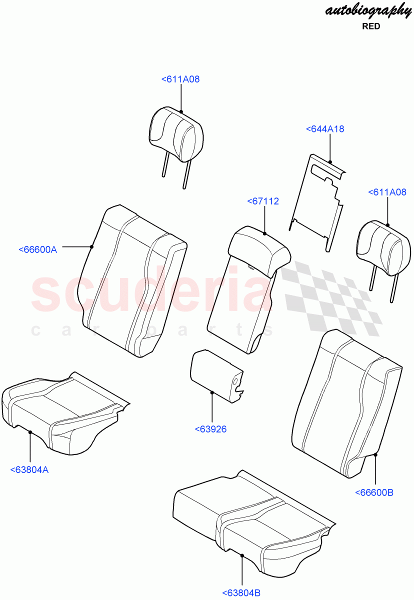 Rear Seat Covers (2S AL Leather Diamond, With 60/40 Power Fold Thru Rr Seat) ((V) FROMHA000001, (V) TOHA999999) of Land Rover Land Rover Range Rover (2012-2021) [3.0 I6 Turbo Diesel AJ20D6]