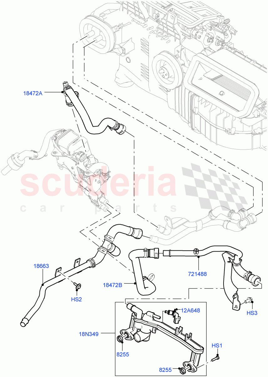 Heater Hoses (Front) (5.0L P AJ133 DOHC CDA S/C Enhanced, Fuel Fired Heater With Park Heat, Fuel Heater W/Pk Heat With Remote, 5.0 Petrol AJ133 DOHC CDA) ((V) FROMKA000001) of Land Rover Land Rover Range Rover (2012-2021) [3.0 I6 Turbo Diesel AJ20D6]