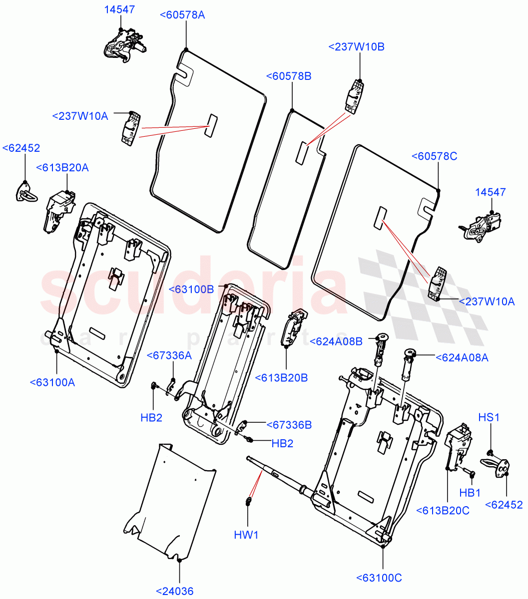 Rear Seat Back (Changsu (China)) of Land Rover Land Rover Range Rover Evoque (2019+) [1.5 I3 Turbo Petrol AJ20P3]
