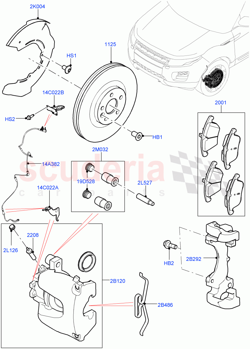 Front Brake Discs And Calipers (Halewood (UK), Front Disc And Caliper Size 17) ((V) FROMGH000001) of Land Rover Land Rover Range Rover Evoque (2012-2018) [2.0 Turbo Petrol GTDI]