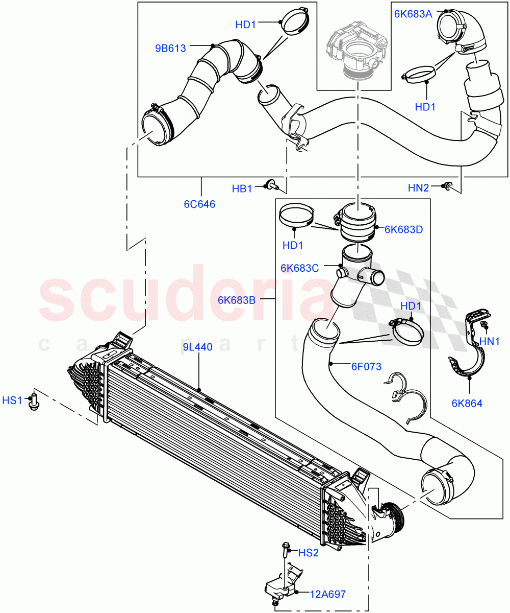 Intercooler/Air Ducts And Hoses (2.0L 16V TIVCT T/C 240PS Petrol, Changsu (China)) ((V) FROMEG000001) of Land Rover Land Rover Discovery Sport (2015+) [2.0 Turbo Petrol GTDI]