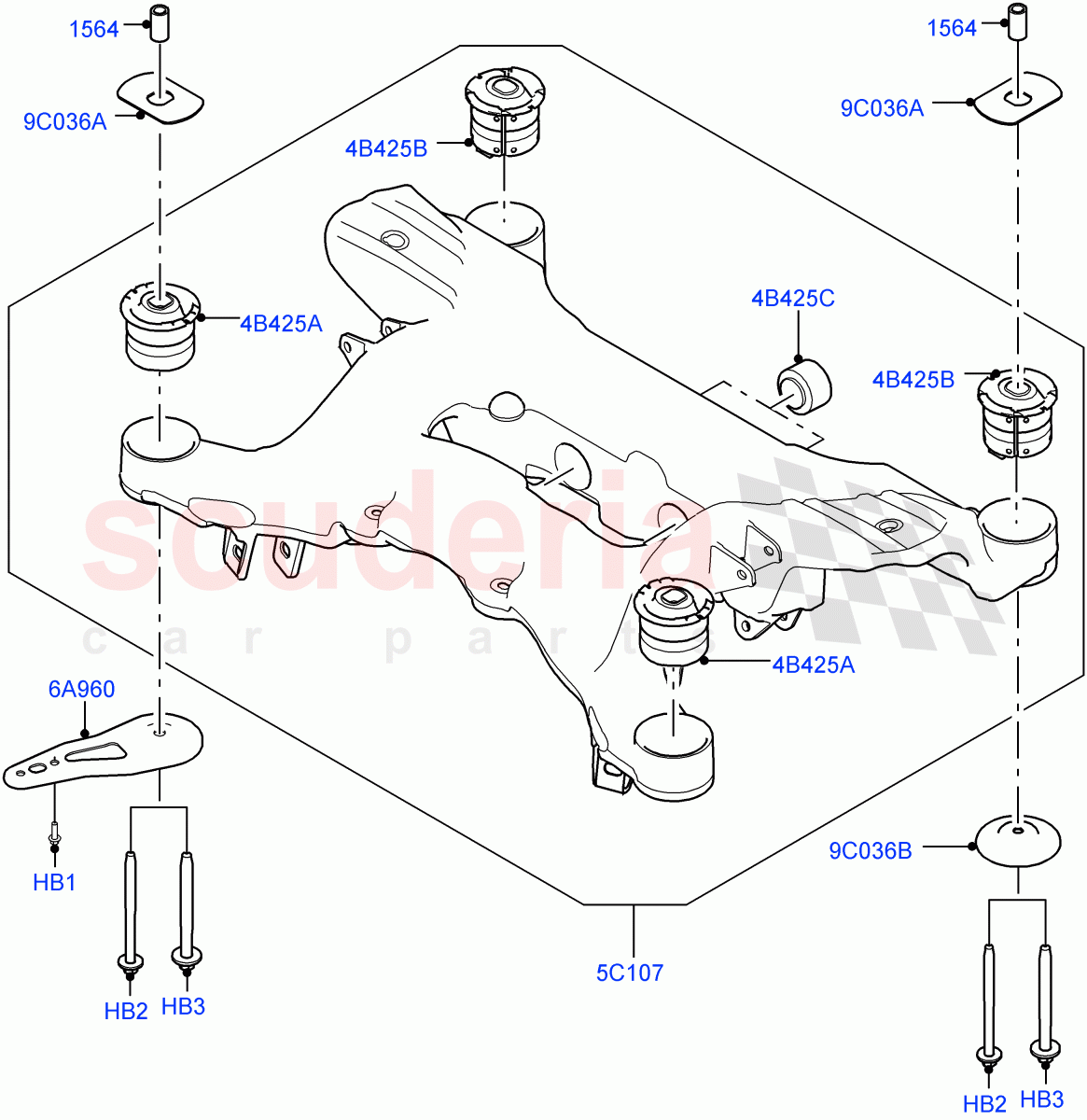 Rear Cross Member & Stabilizer Bar (Crossmember) (Version - Core, Non SVR) of Land Rover Land Rover Range Rover Sport (2014+) [2.0 Turbo Diesel]