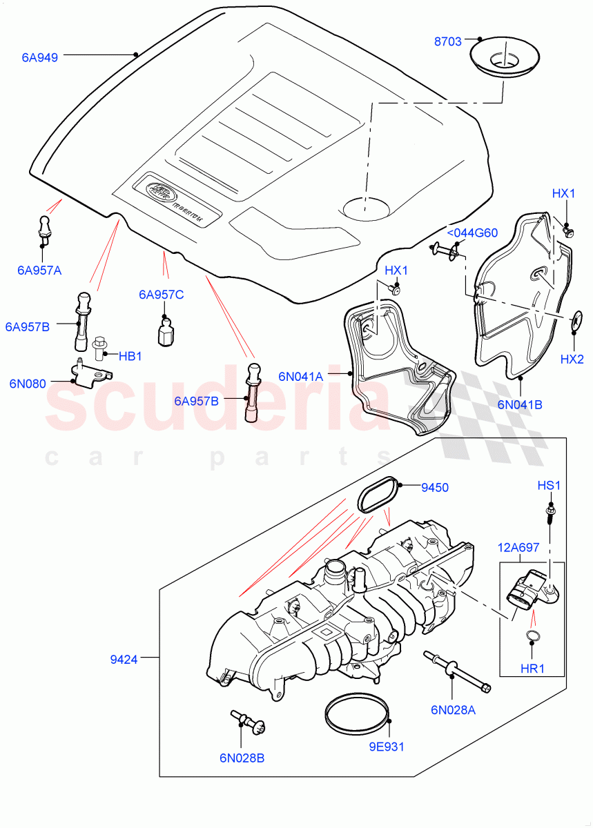 Inlet Manifold (2.0L I4 Mid DOHC AJ200 Petrol, 2.0L I4 High DOHC AJ200 Petrol) of Land Rover Land Rover Range Rover Velar (2017+) [2.0 Turbo Petrol AJ200P]