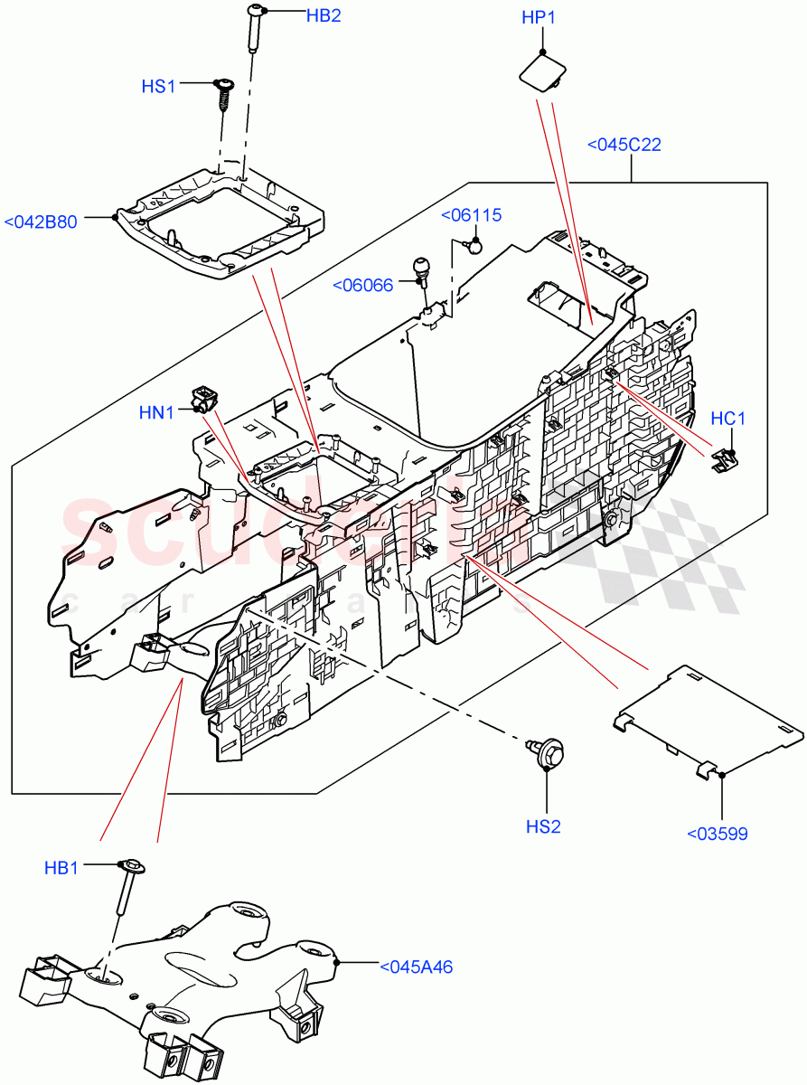 Console - Floor (Internal Components) (Halewood (UK)) ((V) FROMLH000001) of Land Rover Land Rover Discovery Sport (2015+) [2.0 Turbo Petrol GTDI]