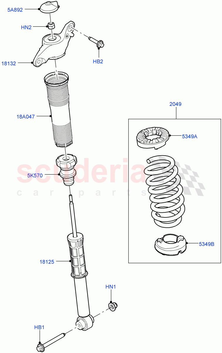 Rear Springs And Shock Absorbers (Halewood (UK)) of Land Rover Land Rover Range Rover Evoque (2019+) [1.5 I3 Turbo Petrol AJ20P3]