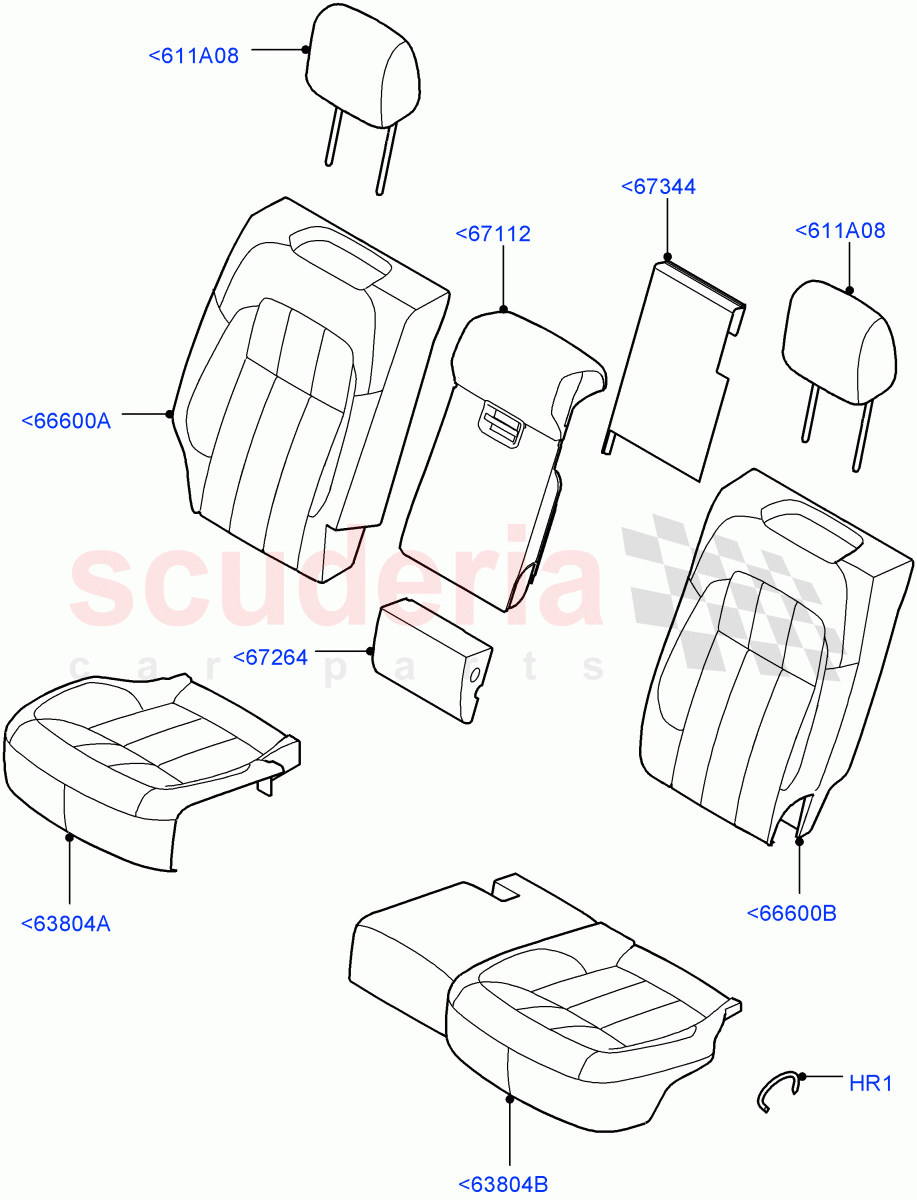 Rear Seat Covers (Semi Aniline Leather Perf, Version - Core, Non SVR) ((V) FROMJA000001) of Land Rover Land Rover Range Rover Sport (2014+) [2.0 Turbo Diesel]