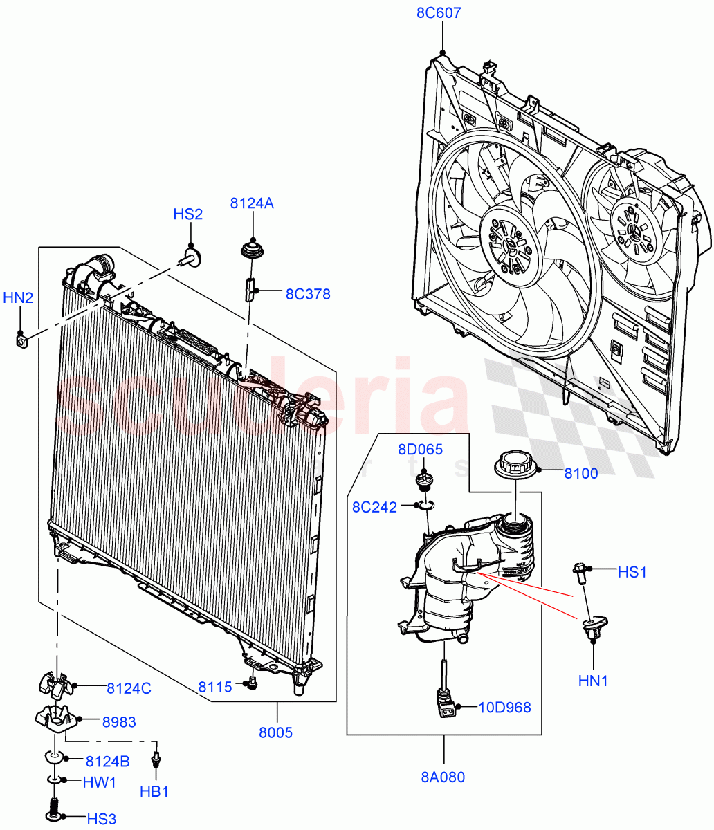 Radiator/Coolant Overflow Container (Nitra Plant Build, Main Unit) (3.0L AJ20D6 Diesel High) ((V) FROMM2000001) of Land Rover Land Rover Defender (2020+) [3.0 I6 Turbo Diesel AJ20D6]