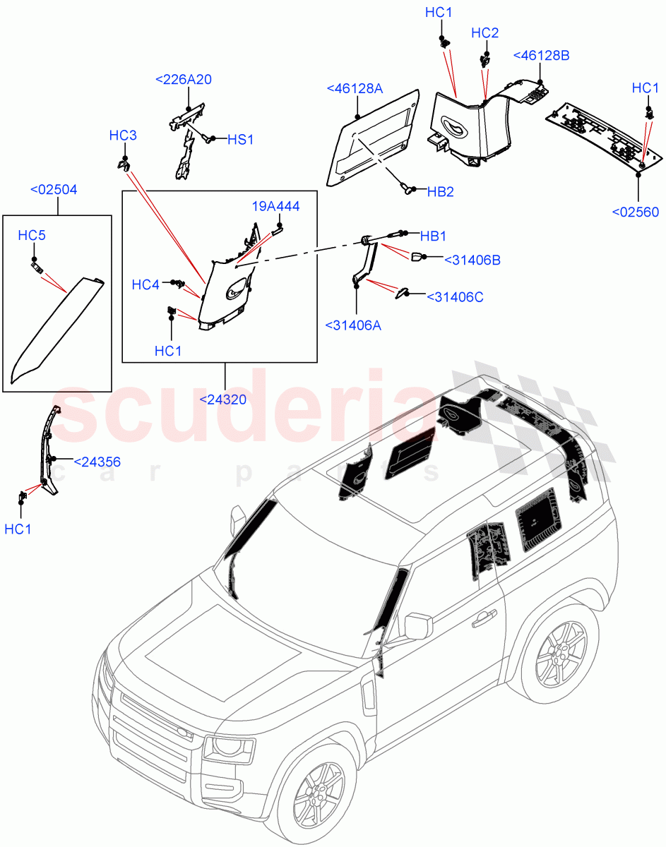 Side Trim (Upper) (Short Wheelbase) of Land Rover Land Rover Defender (2020+) [2.0 Turbo Petrol AJ200P]