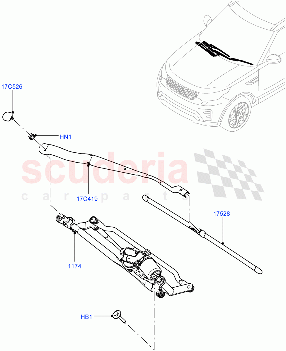 Windscreen Wiper (Nitra Plant Build) ((V) FROMK2000001) of Land Rover Land Rover Discovery 5 (2017+) [3.0 I6 Turbo Petrol AJ20P6]