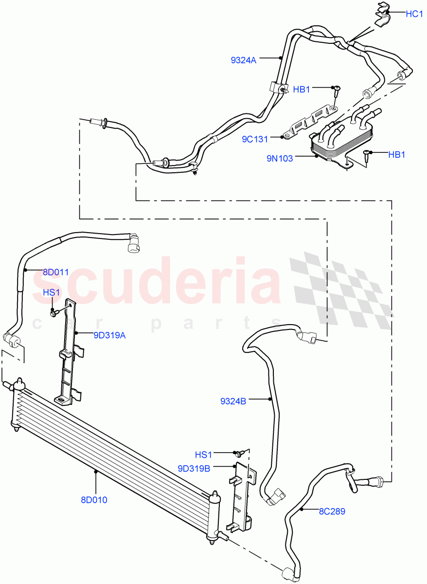 Fuel Cooler Assembly (4.4L DOHC DITC V8 Diesel) of Land Rover Land Rover Range Rover Sport (2014+) [4.4 DOHC Diesel V8 DITC]