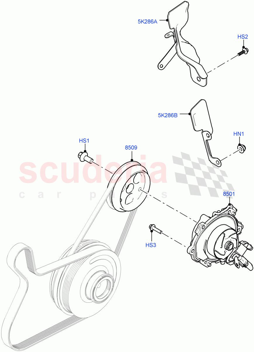 Water Pump (2.0L AJ20P4 Petrol High PTA, Itatiaia (Brazil), Electric Engine Battery-MHEV, 2.0L AJ20P4 Petrol Mid PTA, 2.0L AJ20P4 Petrol E100 PTA) of Land Rover Land Rover Range Rover Evoque (2019+) [2.0 Turbo Petrol AJ200P]