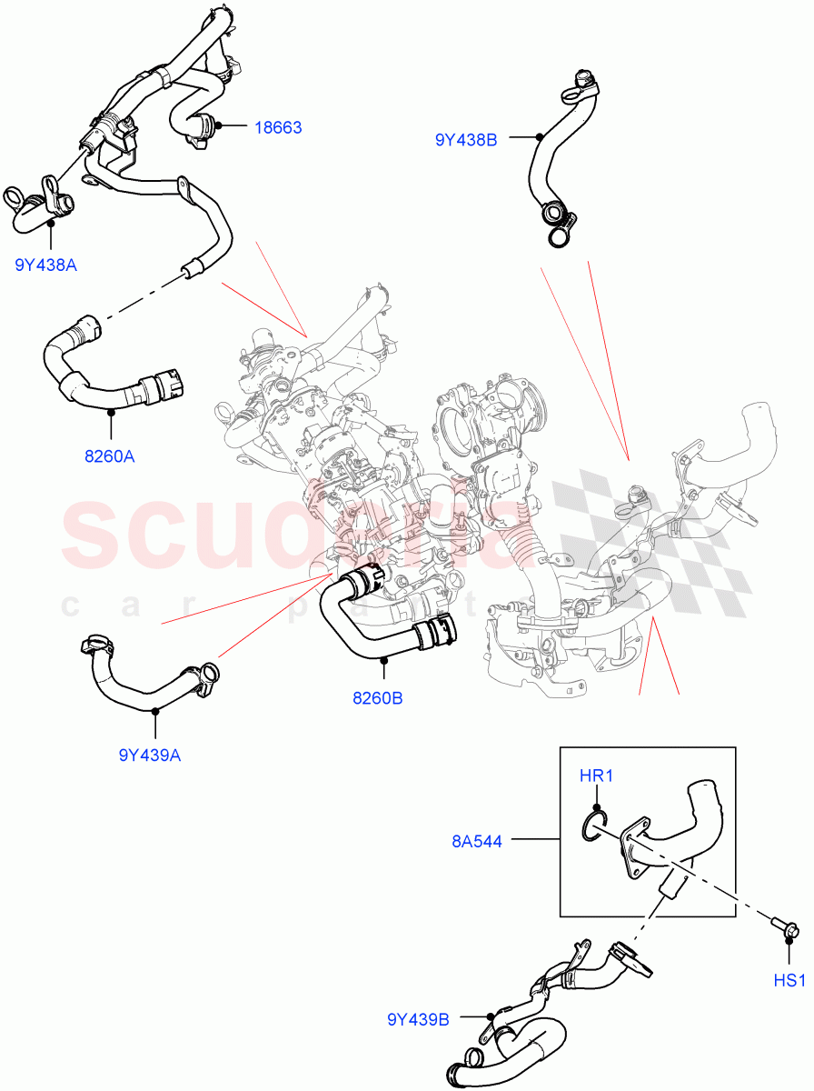 EGR Cooling System (2.0L I4 DSL MID DOHC AJ200, Euro Stage 4 Emissions) ((V) FROMKH000001) of Land Rover Land Rover Discovery Sport (2015+) [2.0 Turbo Diesel]