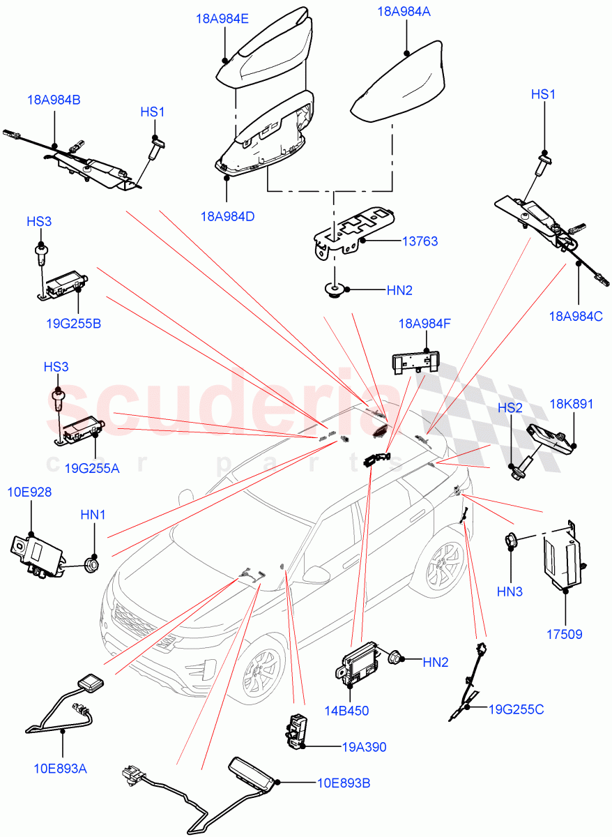 Aerial (Changsu (China)) of Land Rover Land Rover Range Rover Evoque (2019+) [2.0 Turbo Diesel AJ21D4]