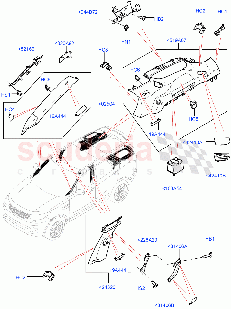 Side Trim (Solihull Plant Build, Upper) ((V) FROMHA000001) of Land Rover Land Rover Discovery 5 (2017+) [3.0 I6 Turbo Diesel AJ20D6]