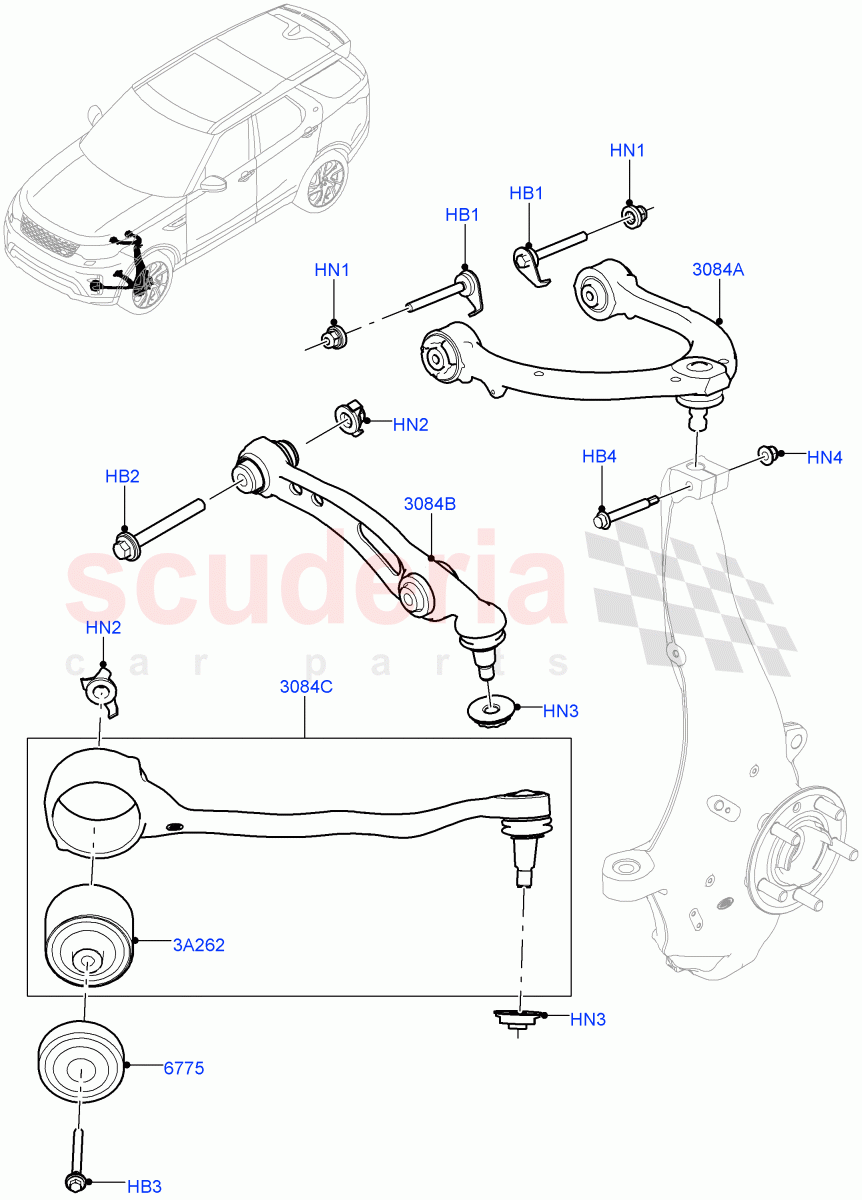 Front Suspension Arms (Nitra Plant Build) ((V) FROMK2000001) of Land Rover Land Rover Discovery 5 (2017+) [3.0 I6 Turbo Diesel AJ20D6]
