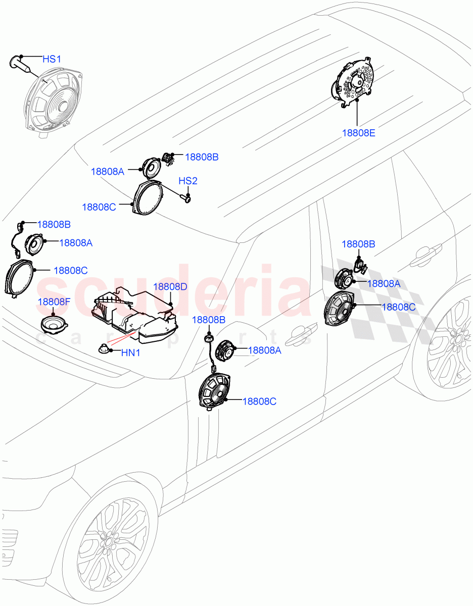 Speakers (Hi Line Audio System - 600 W) of Land Rover Land Rover Range Rover (2012-2021) [3.0 I6 Turbo Diesel AJ20D6]