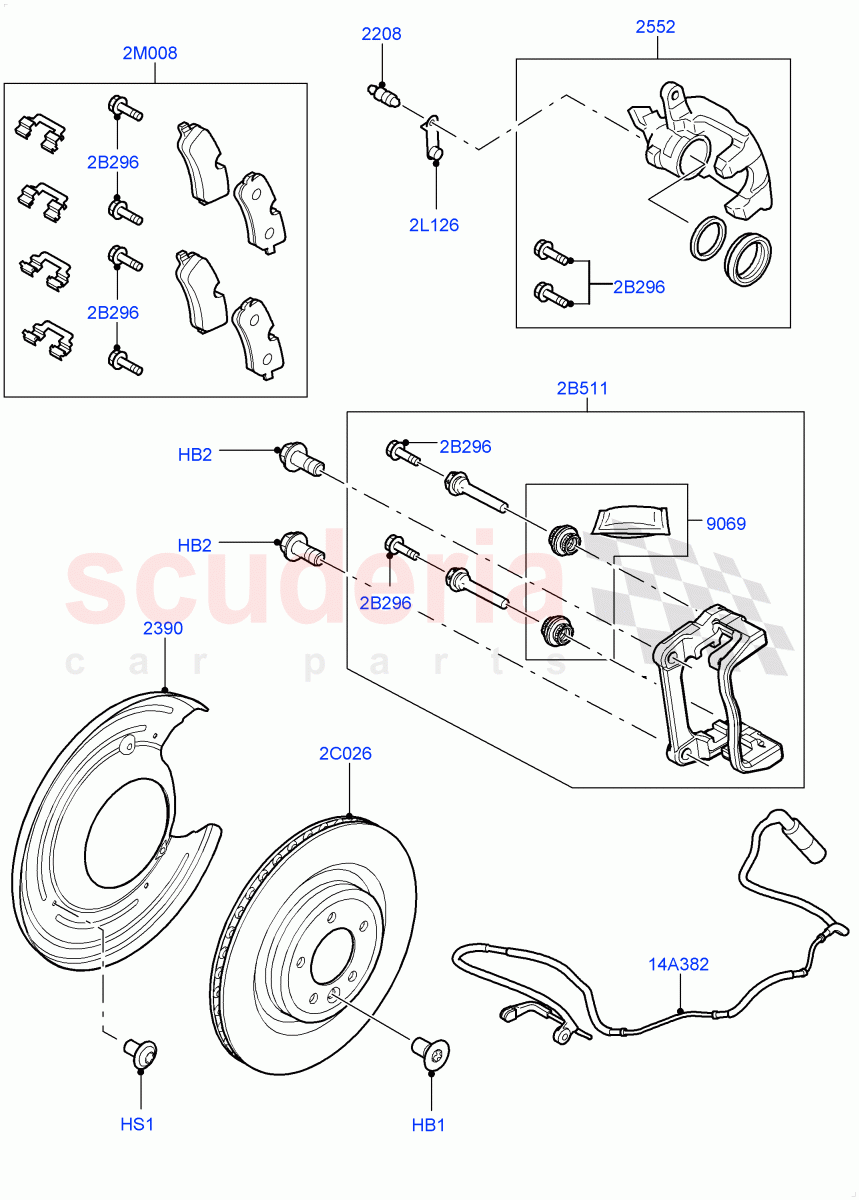 Rear Brake Discs And Calipers (Front Disc And Caliper Size 20) ((V) FROMGA585033, (V) TOGA599999) of Land Rover Land Rover Range Rover Sport (2014+) [2.0 Turbo Petrol GTDI]