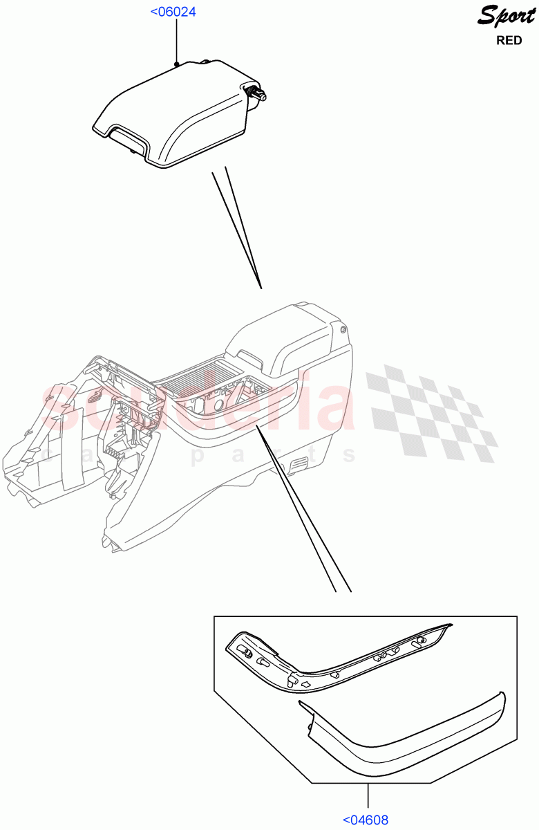 Console - Floor (For Stowage Boxes And Lids) (Red Sport LE) ((V) FROMDA000001) of Land Rover Land Rover Range Rover Sport (2010-2013) [5.0 OHC SGDI SC V8 Petrol]