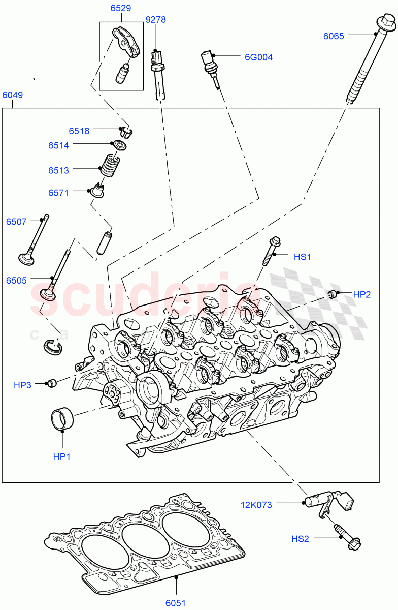 Cylinder Head (Solihull Plant Build) (3.0 V6 D Gen2 Twin Turbo, 3.0 V6 D Low MT ROW, 3.0 V6 D Gen2 Mono Turbo) ((V) FROMFA000001) of Land Rover Land Rover Range Rover (2012-2021) [3.0 Diesel 24V DOHC TC]
