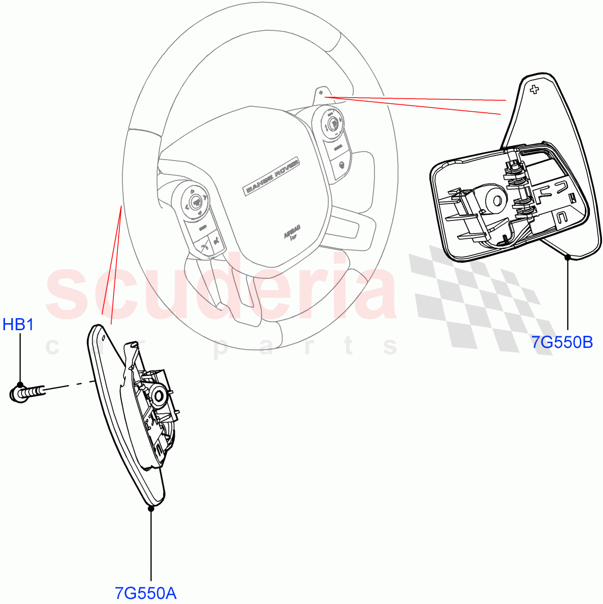 Gear Change-Automatic Transmission (Steering Wheel) (8 Speed Auto Trans ZF 8HP76, Paddle Shift, Paddle Shift - Noble, Paddle shift - Aluminium) ((V) FROMKA000001) of Land Rover Land Rover Range Rover Sport (2014+) [3.0 Diesel 24V DOHC TC]