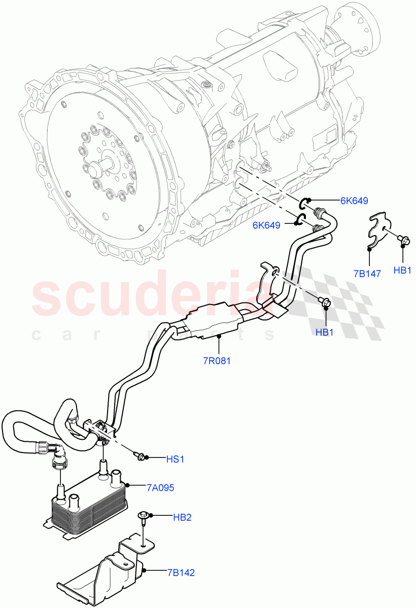 Transmission Cooling Systems (2.0L AJ21D4 Diesel Mid, 8 Speed Automatic Trans 8HP51) ((V) FROMMA000001) of Land Rover Land Rover Range Rover Velar (2017+) [3.0 DOHC GDI SC V6 Petrol]