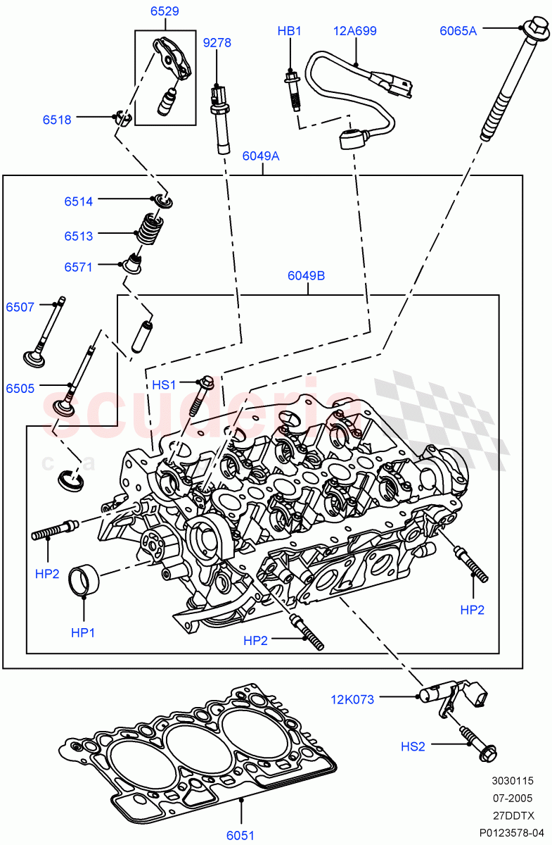 Cylinder Head (Lion Diesel 2.7 V6 (140KW)) ((V) TO9A999999) of Land Rover Land Rover Range Rover Sport (2005-2009) [2.7 Diesel V6]