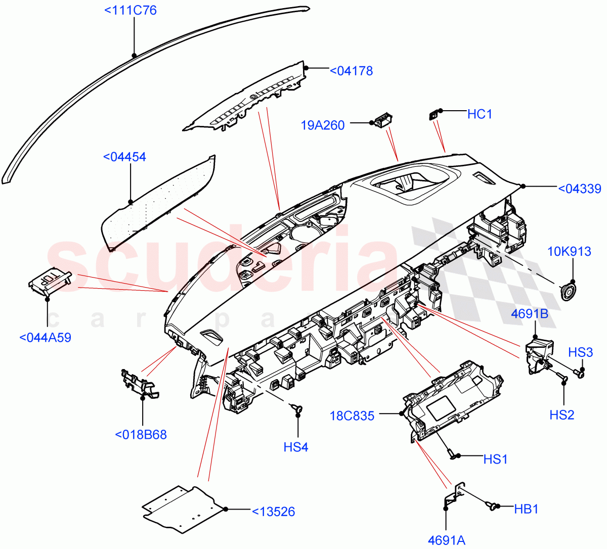 Instrument Panel (Upper, External Components) (Halewood (UK), Head Up Display) of Land Rover Land Rover Range Rover Evoque (2019+) [2.0 Turbo Diesel]