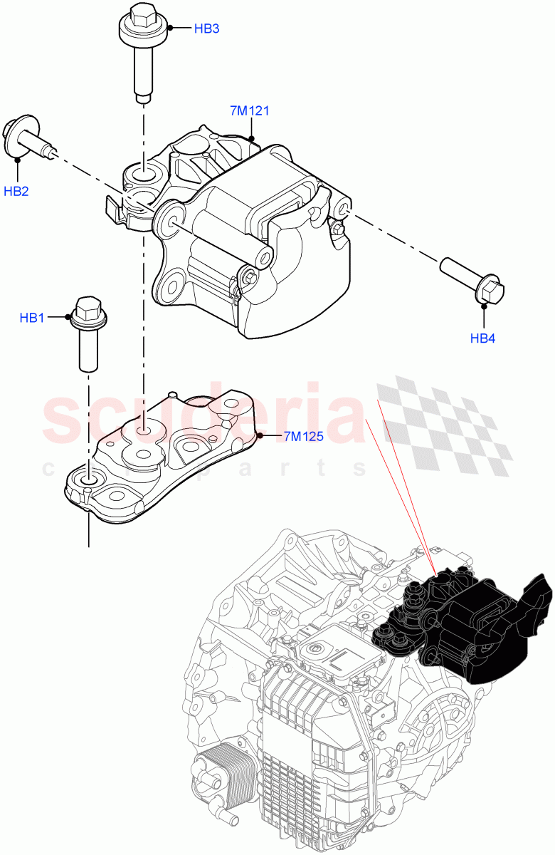 Transmission Mounting (1.5L AJ20P3 Petrol High, 8 Speed Automatic Trans 8G30, Changsu (China), 1.5L AJ20P3 Petrol High PHEV) ((V) FROMLG000001) of Land Rover Land Rover Discovery Sport (2015+) [1.5 I3 Turbo Petrol AJ20P3]