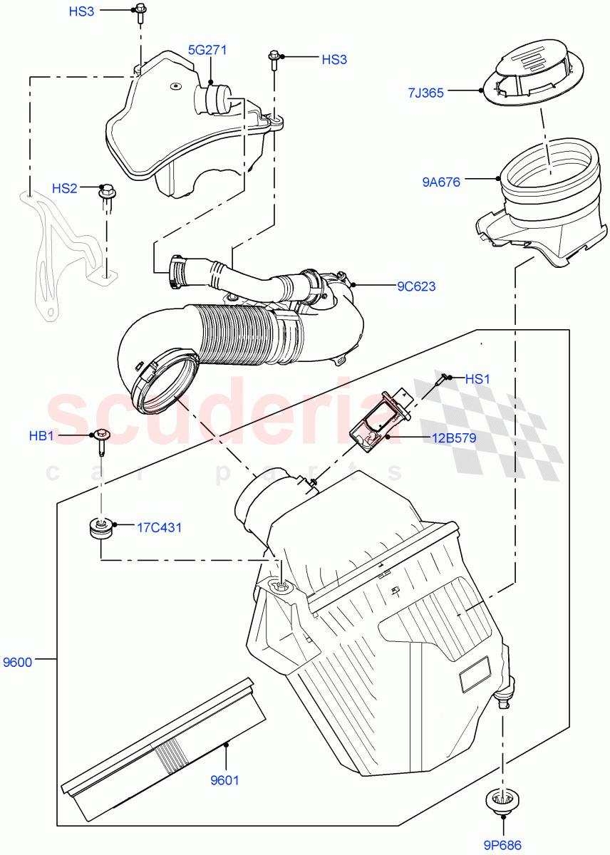 Air Cleaner (2.0L AJ21D4 Diesel Mid, Itatiaia (Brazil)) of Land Rover Land Rover Range Rover Evoque (2019+) [2.0 Turbo Diesel AJ21D4]