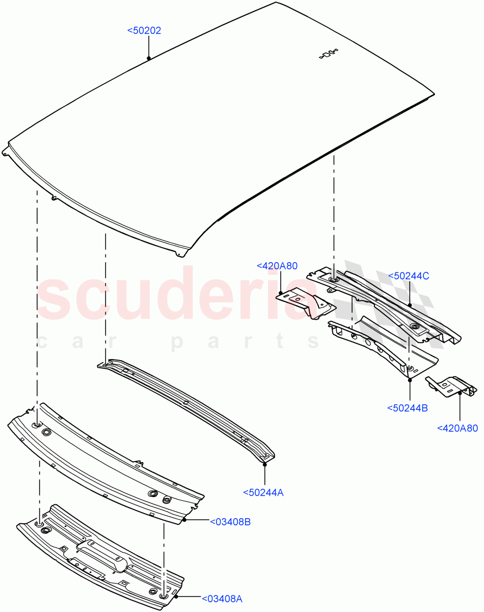 Roof - Sheet Metal (Less Panorama Roof, Changsu (China)) of Land Rover Land Rover Range Rover Evoque (2019+) [1.5 I3 Turbo Petrol AJ20P3]