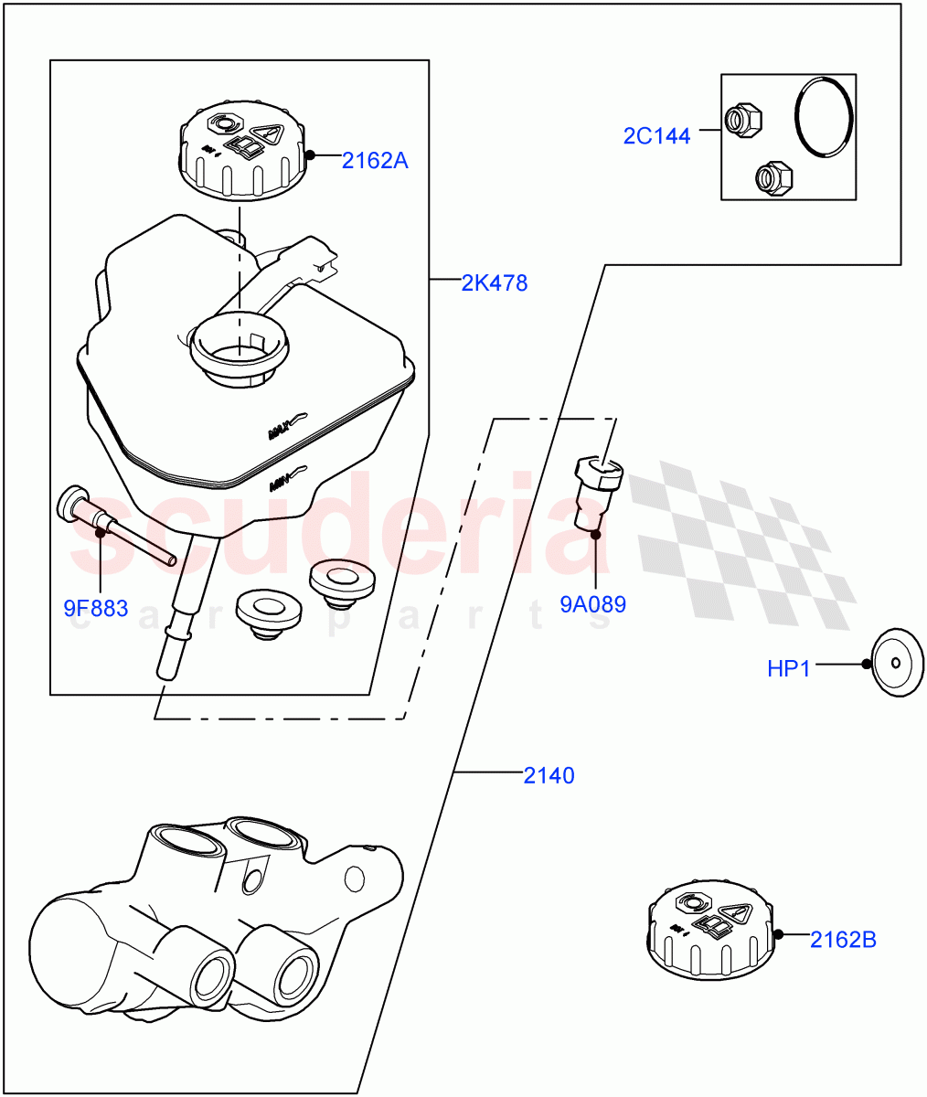 Master Cylinder - Brake System ((V) TOLA999999) of Land Rover Land Rover Range Rover Velar (2017+) [3.0 Diesel 24V DOHC TC]