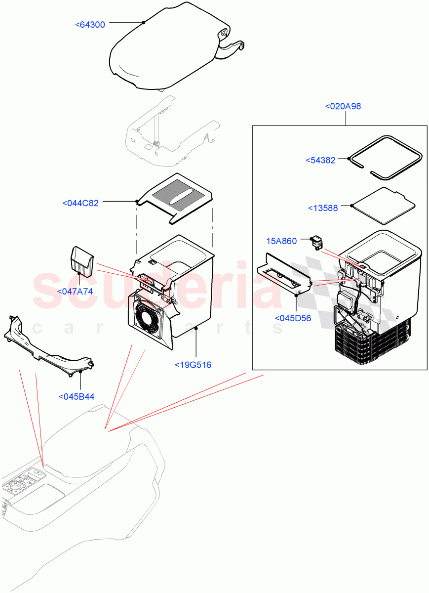 Console - Floor (Front, For Stowage Boxes And Lids) of Land Rover Land Rover Range Rover Sport (2014+) [5.0 OHC SGDI SC V8 Petrol]
