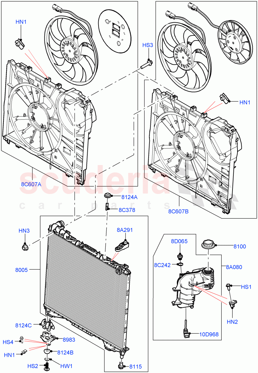 Radiator/Coolant Overflow Container (Solihull Plant Build) (2.0L I4 DSL MID DOHC AJ200, 2.0L I4 DSL HIGH DOHC AJ200) ((V) FROMHA000001) of Land Rover Land Rover Discovery 5 (2017+) [2.0 Turbo Diesel]