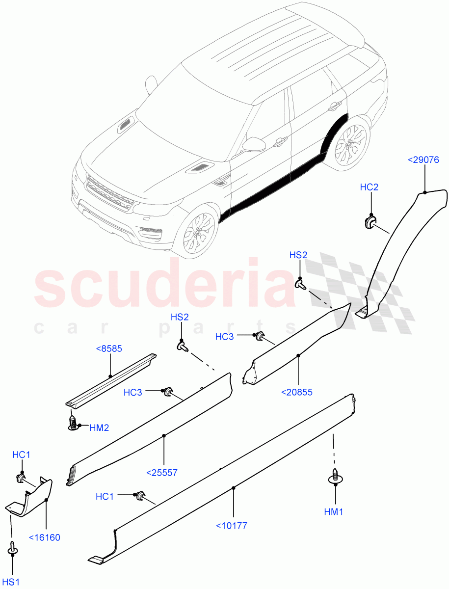 Body Mouldings (Version - Core, Non SVR) of Land Rover Land Rover Range Rover Sport (2014+) [5.0 OHC SGDI SC V8 Petrol]