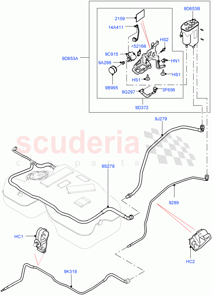 Fuel Lines (Rear) (2.0L I4 Mid DOHC AJ200 Petrol, (+) "CDN/MEX/USA", Fuel Tank Filler Neck - DMTL, 2.0L I4 High DOHC AJ200 Petrol) ((V) FROMJH000001) of Land Rover Land Rover Discovery Sport (2015+) [2.0 Turbo Petrol AJ200P]