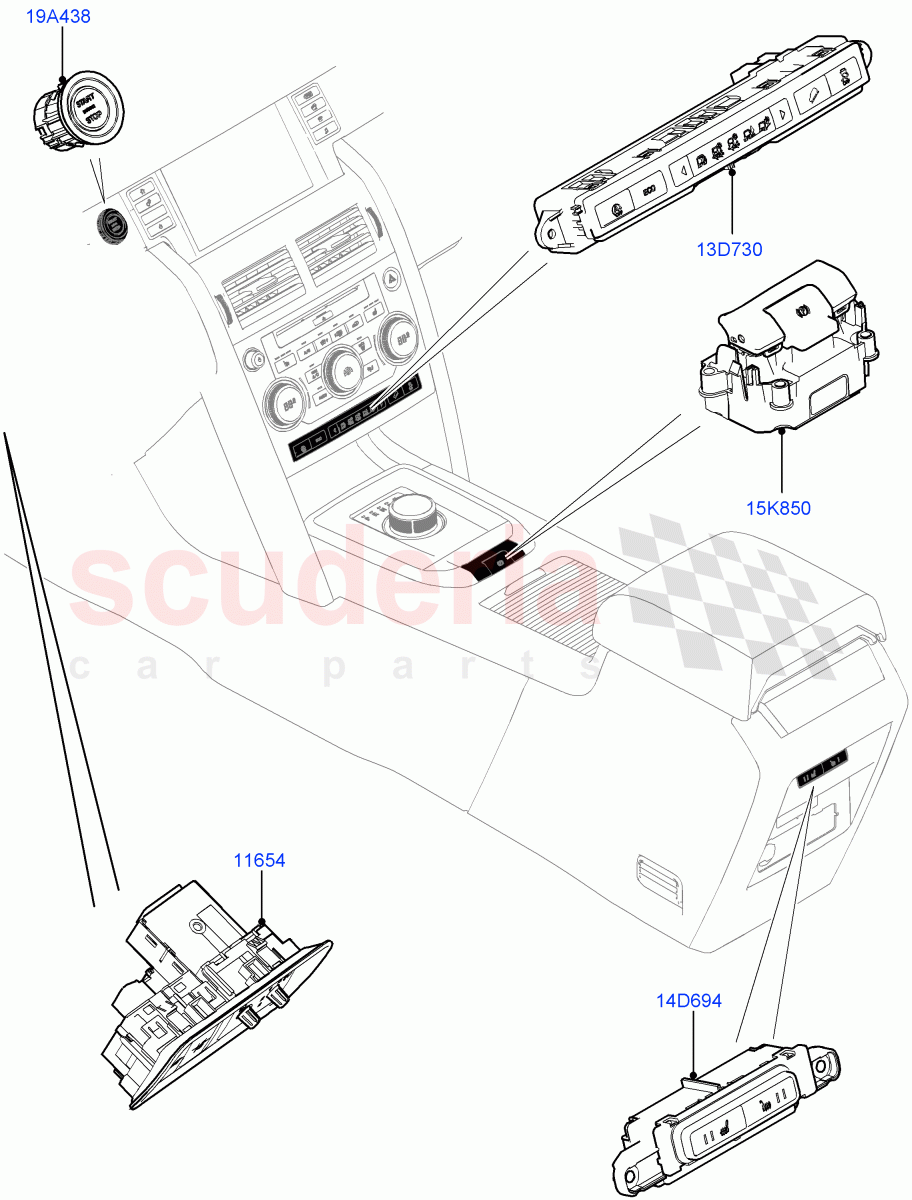 Switches (Facia And Console) (Changsu (China)) ((V) FROMFG000001) of Land Rover Land Rover Discovery Sport (2015+) [2.0 Turbo Petrol GTDI]