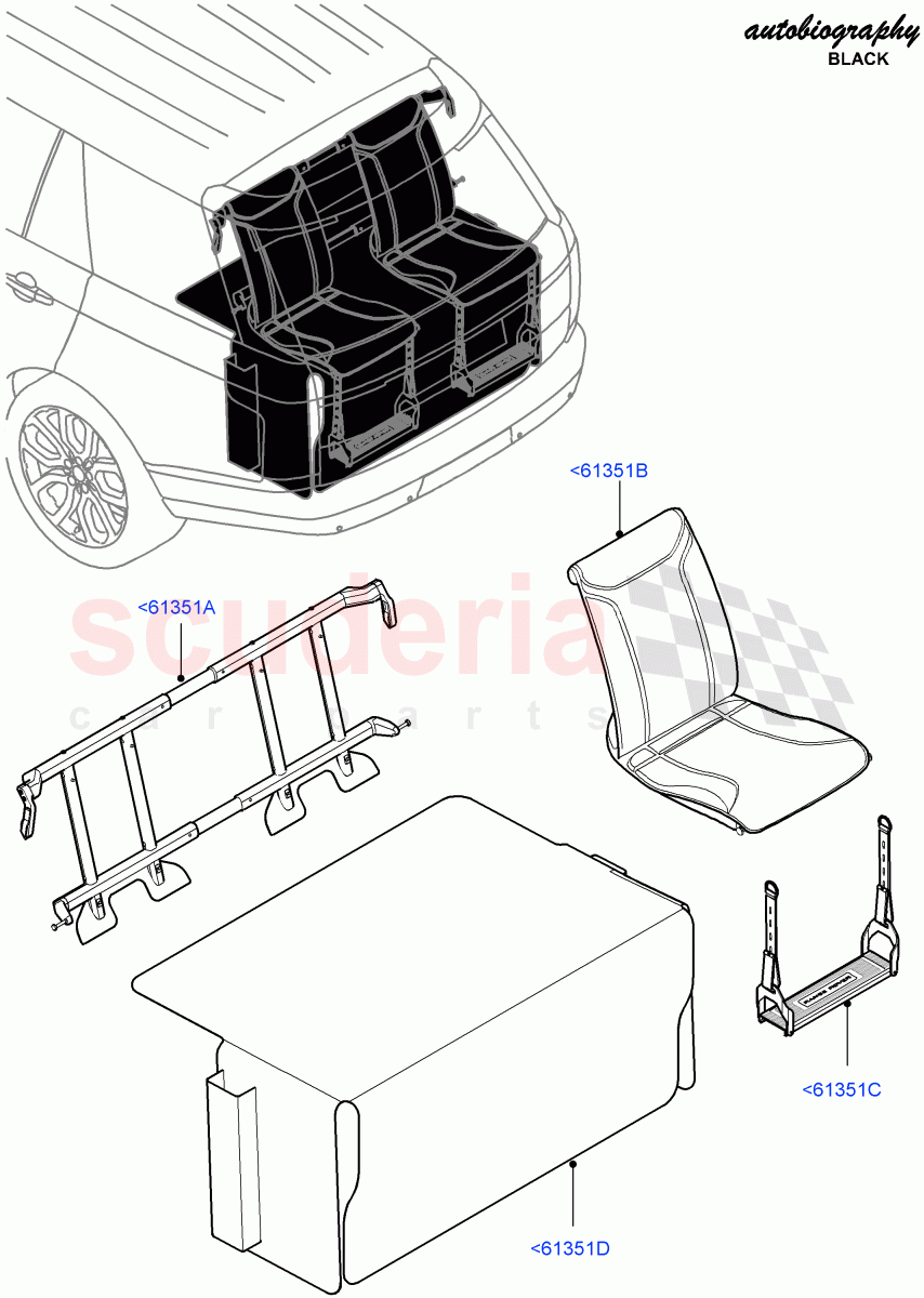 Rear Seat Frame (Luggage Compartment, Autobiography Black / SV Autobiography) (With 40/40 Split Individual Rr Seat, With 2 Rear Small Individual Seats) ((V) FROMGA000001) of Land Rover Land Rover Range Rover (2012-2021) [3.0 I6 Turbo Diesel AJ20D6]