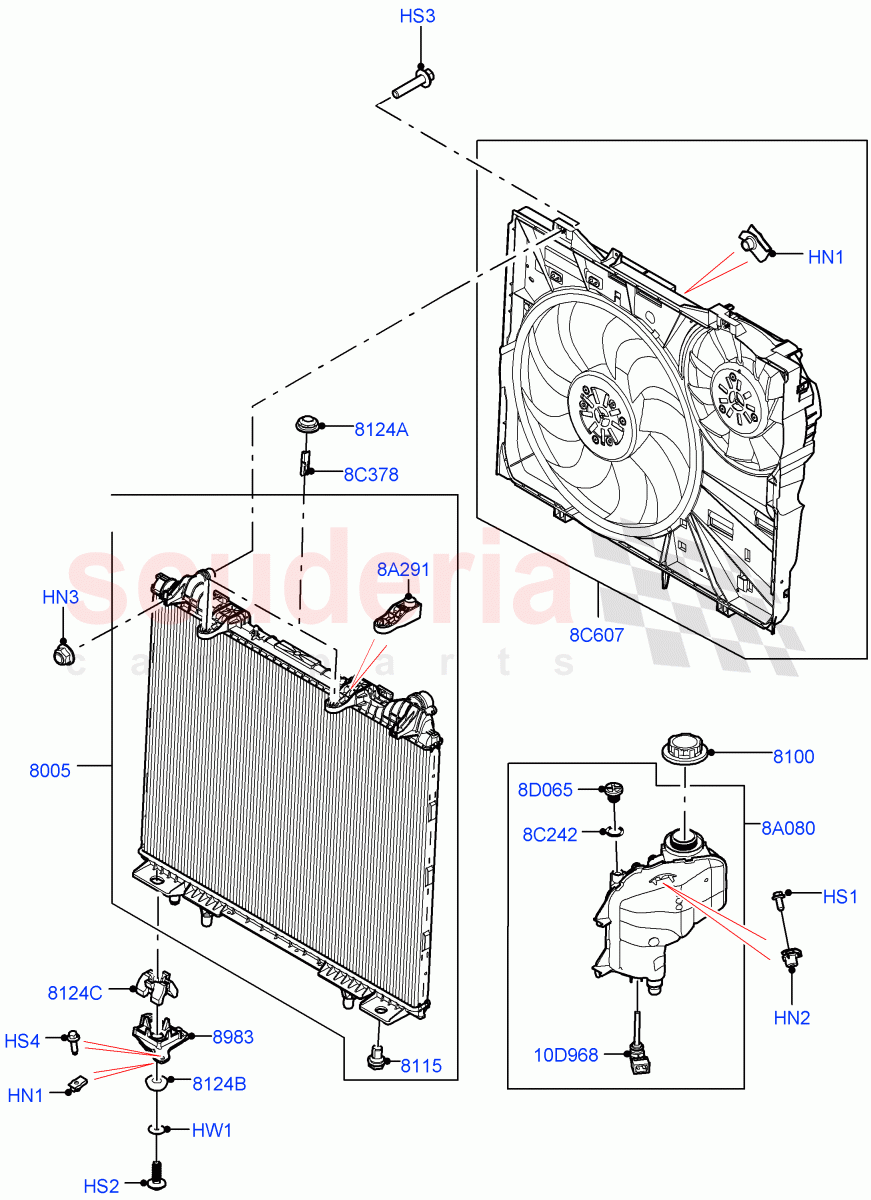 Radiator/Coolant Overflow Container (Nitra Plant Build) (2.0L I4 DSL HIGH DOHC AJ200) of Land Rover Land Rover Defender (2020+) [2.0 Turbo Diesel]