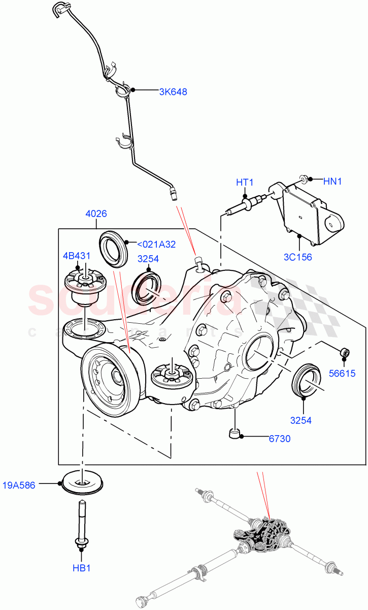 Rear Axle (3.0L DOHC GDI SC V6 PETROL, Rear Axle Open Diff w/TVBB, 3.0 V6 D Gen2 Twin Turbo, Rear Axle Open Style Differential) ((V) TOLA999999) of Land Rover Land Rover Range Rover Velar (2017+) [3.0 DOHC GDI SC V6 Petrol]
