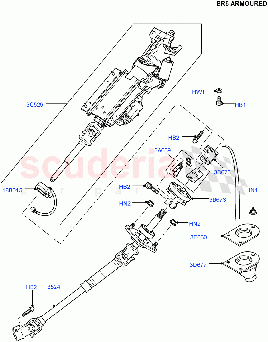 Steering Column (With B6 Level Armouring) ((V) FROMAA000001) of Land Rover Land Rover Range Rover (2010-2012) [4.4 DOHC Diesel V8 DITC]