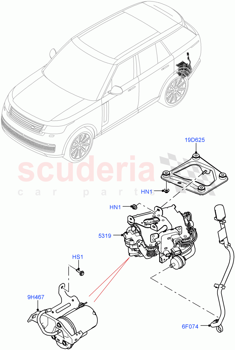 Air Suspension Compressor And Lines (Compressor Assy) of Land Rover Land Rover Range Rover (2022+) [3.0 I6 Turbo Petrol AJ20P6]
