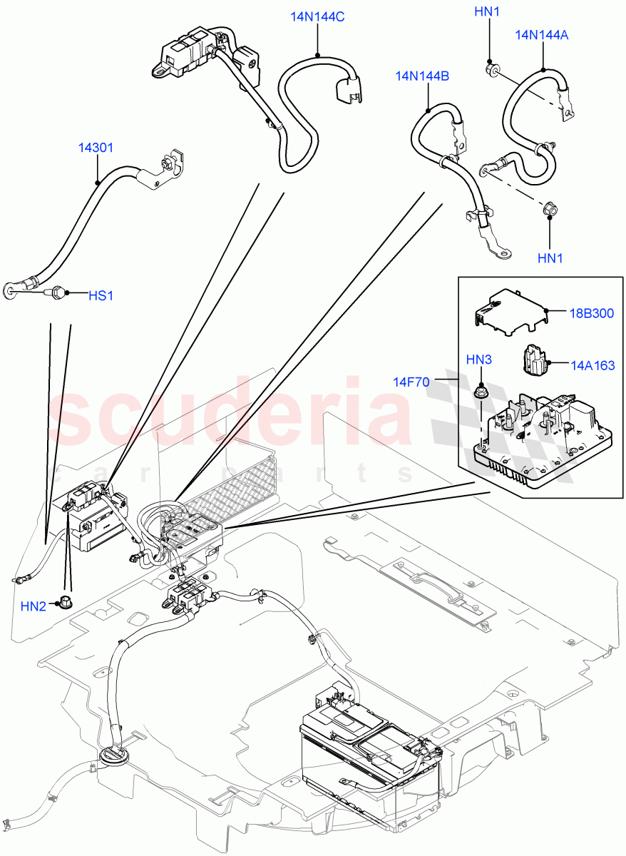 Battery Cables And Horn (Battery Cables) (Auxillary Battery 14AH B19) of Land Rover Land Rover Range Rover (2012-2021) [5.0 OHC SGDI NA V8 Petrol]