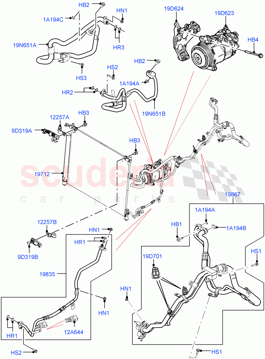Air Conditioning Condensr/Compressr (Front) (3.0L AJ20P6 Petrol High, 3.0L AJ20D6 Diesel High) ((V) FROMMA000001) of Land Rover Land Rover Range Rover Velar (2017+) [3.0 I6 Turbo Diesel AJ20D6]