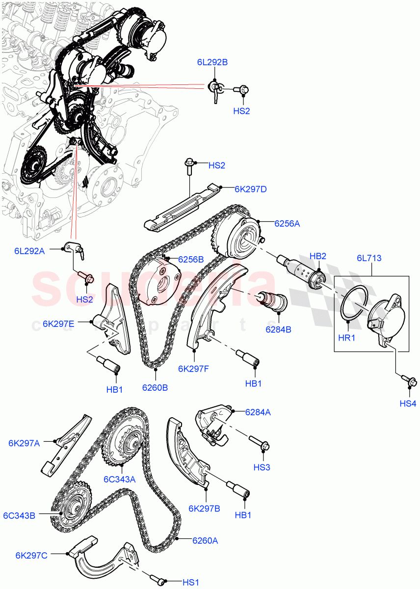 Timing Gear (1.5L AJ20P3 Petrol High PHEV, Changsu (China), 1.5L AJ20P3 Petrol High) of Land Rover Land Rover Range Rover Evoque (2019+) [1.5 I3 Turbo Petrol AJ20P3]
